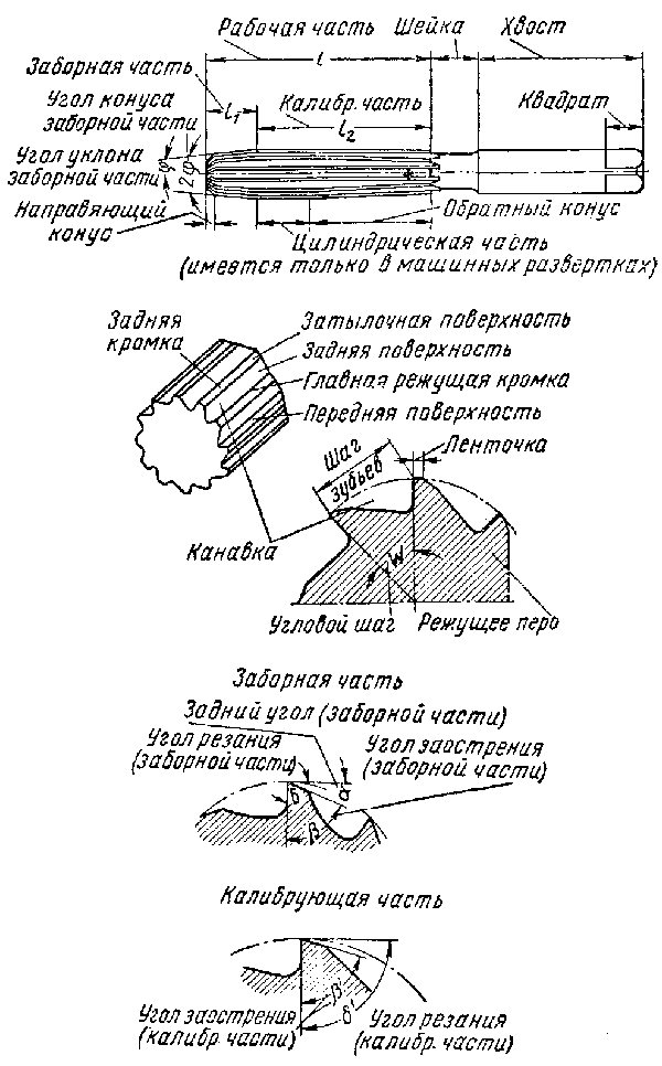 Углы развертки. Ручная цилиндрическая развертка основные части. Углы резания развёртки. Развертка части элементы и главные углы развертки. Машинная развёртка углы заточки.